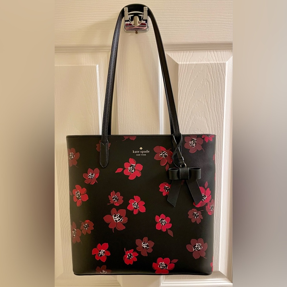 Kate Spade Brynn Tote in Dancing Blooms Black Multicolor